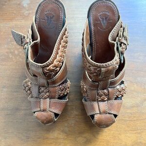 FRYE sandals with approx 4 inch heel.